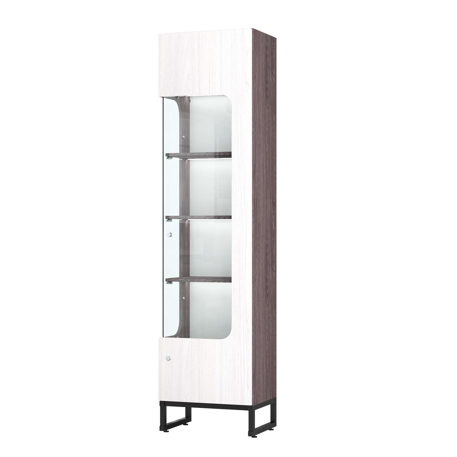 Витрина Монти №4-П левая Ясень Анкор темный + Ясень Анкор светлый