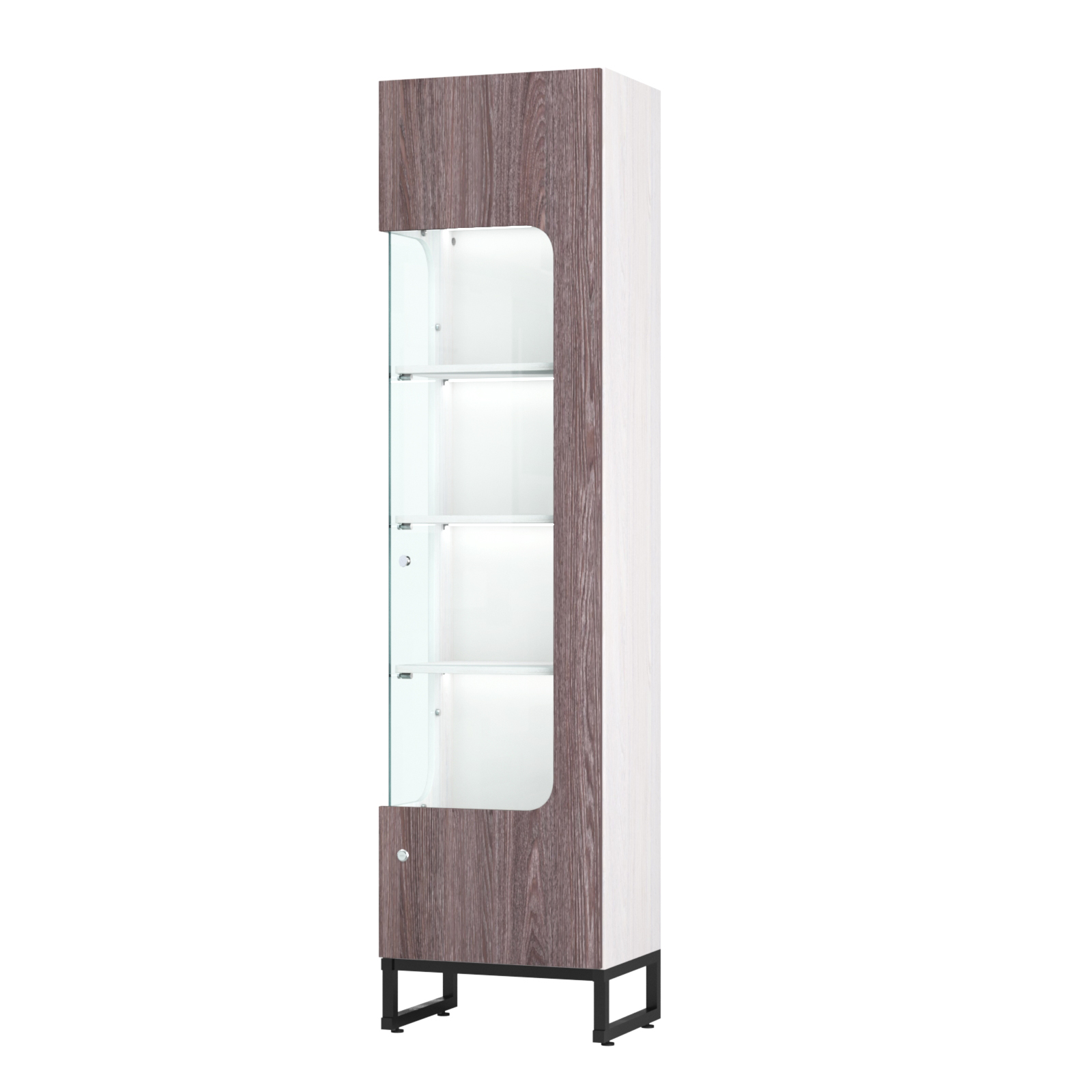 Витрина Монти №4-П левая Ясень Анкор светлый + Ясень Анкор темный