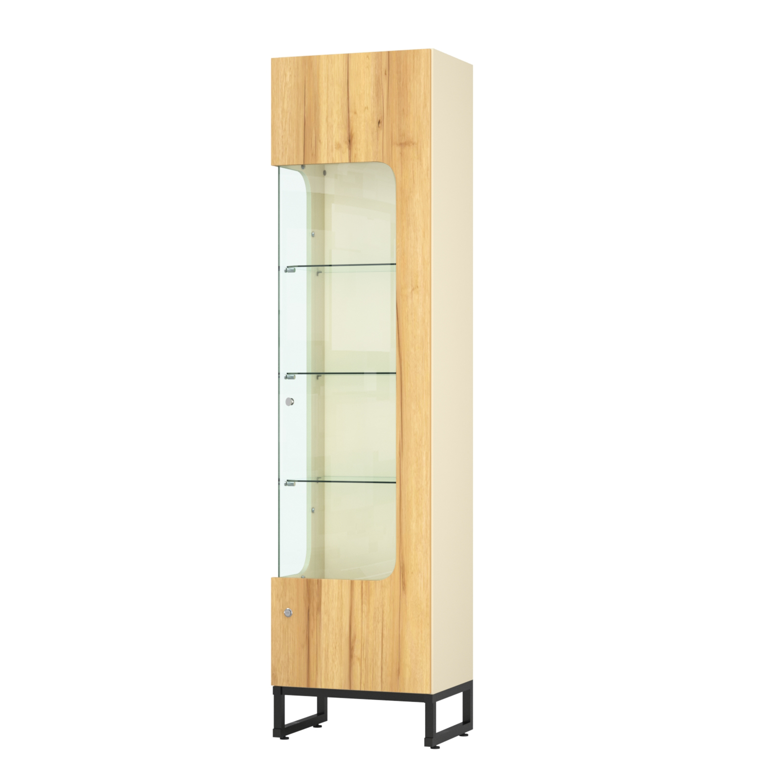 Витрина Монти №4-С левая Крем Вайс и Дуб Золотистый