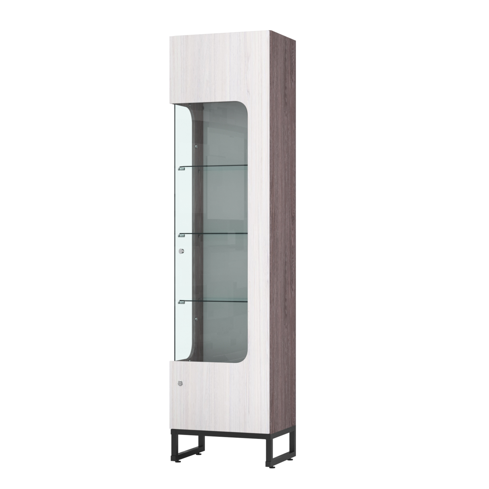 Витрина Монти №4-С левая Ясень Анкор темный + Ясень Анкор светлый