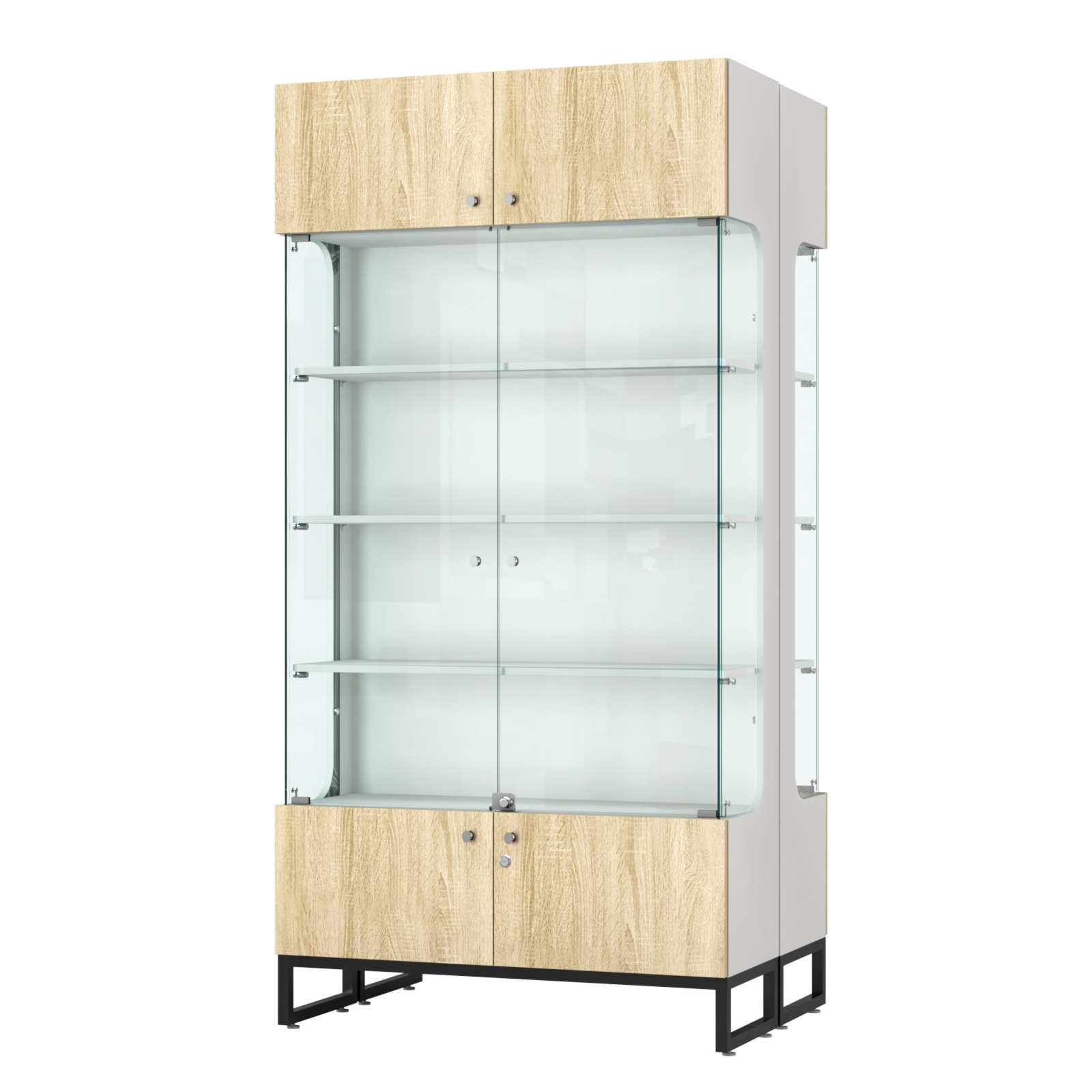 Витрина Монти №5 двусторонняя Белый + Дуб Сонома