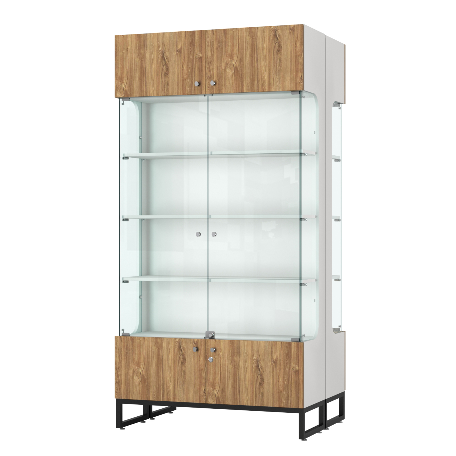 Витрина Монти №5 двусторонняя Белый + Дуб канзас коричневый