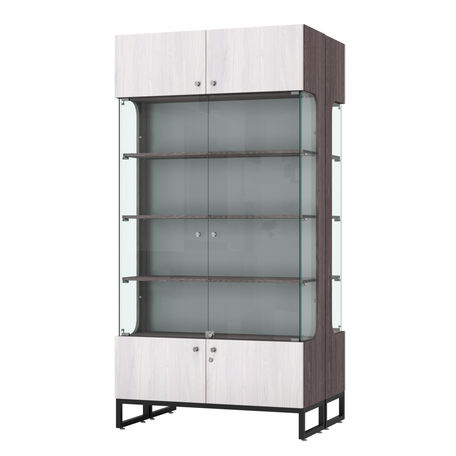 Витрина Монти №5 двусторонняя Ясень Анкор темный + Ясень Анкор светлый