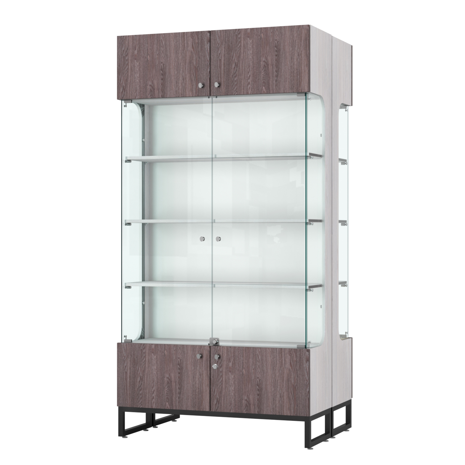 Витрина Монти №5 двусторонняя Ясень Анкор светлый + Ясень Анкор темный