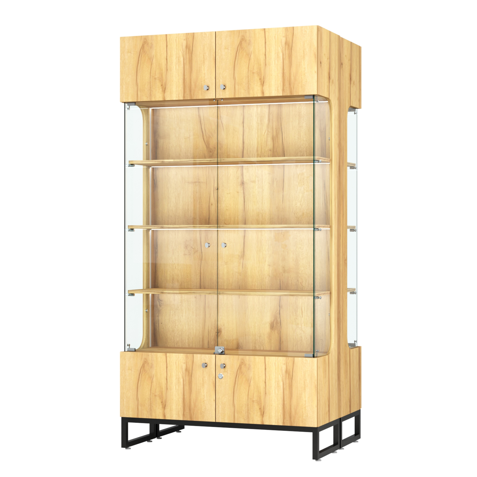 Витрина Монти №5-П двусторонняя Дуб Золотистый