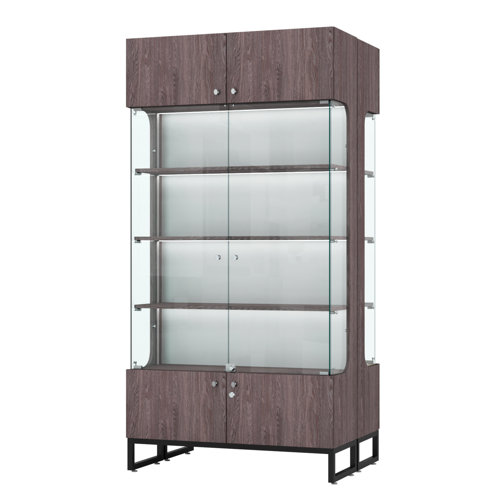 Витрина Монти №5-П двусторонняя Ясень Анкор темный