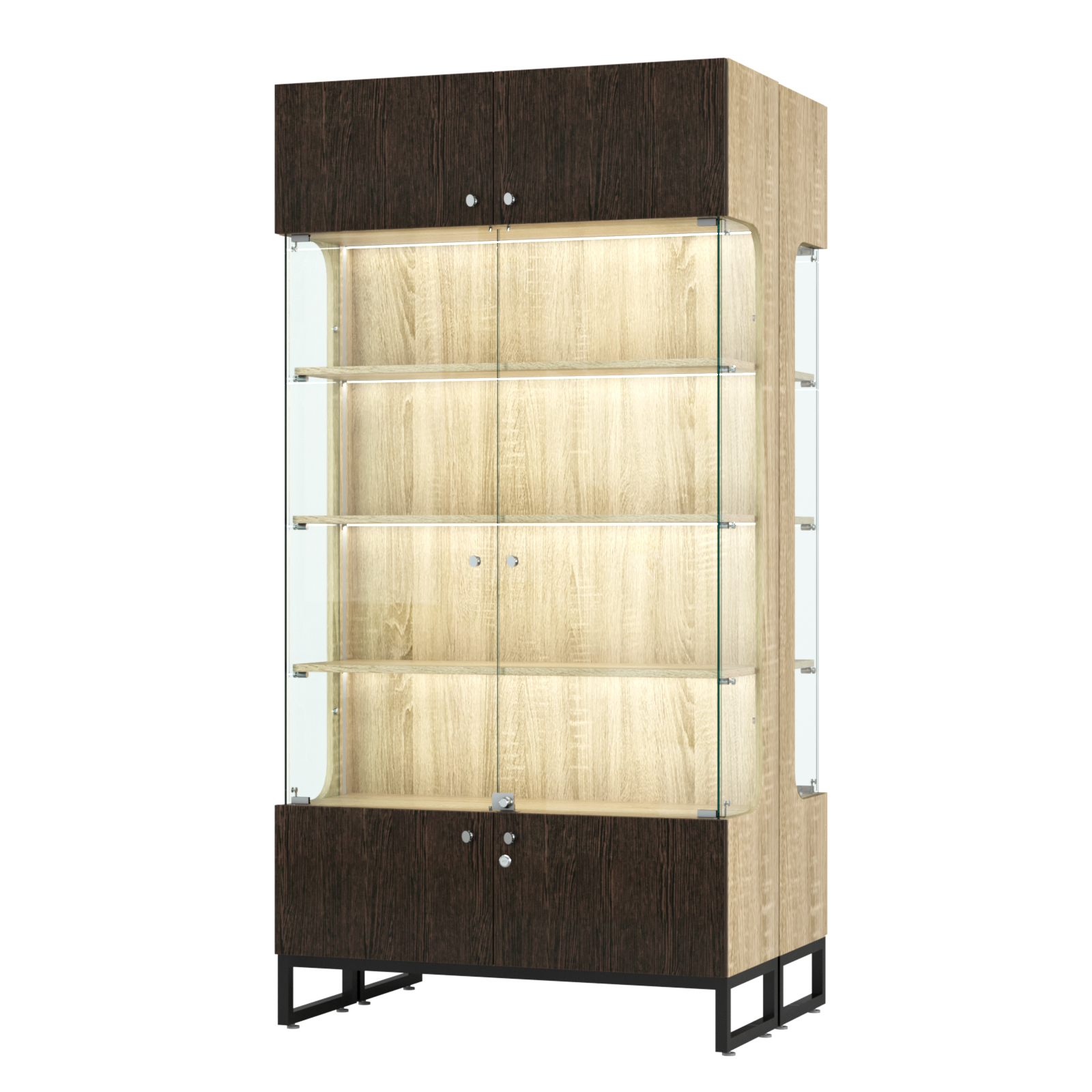 Витрина Монти №5-П двусторонняя Дуб Сонома + Дуб Венге