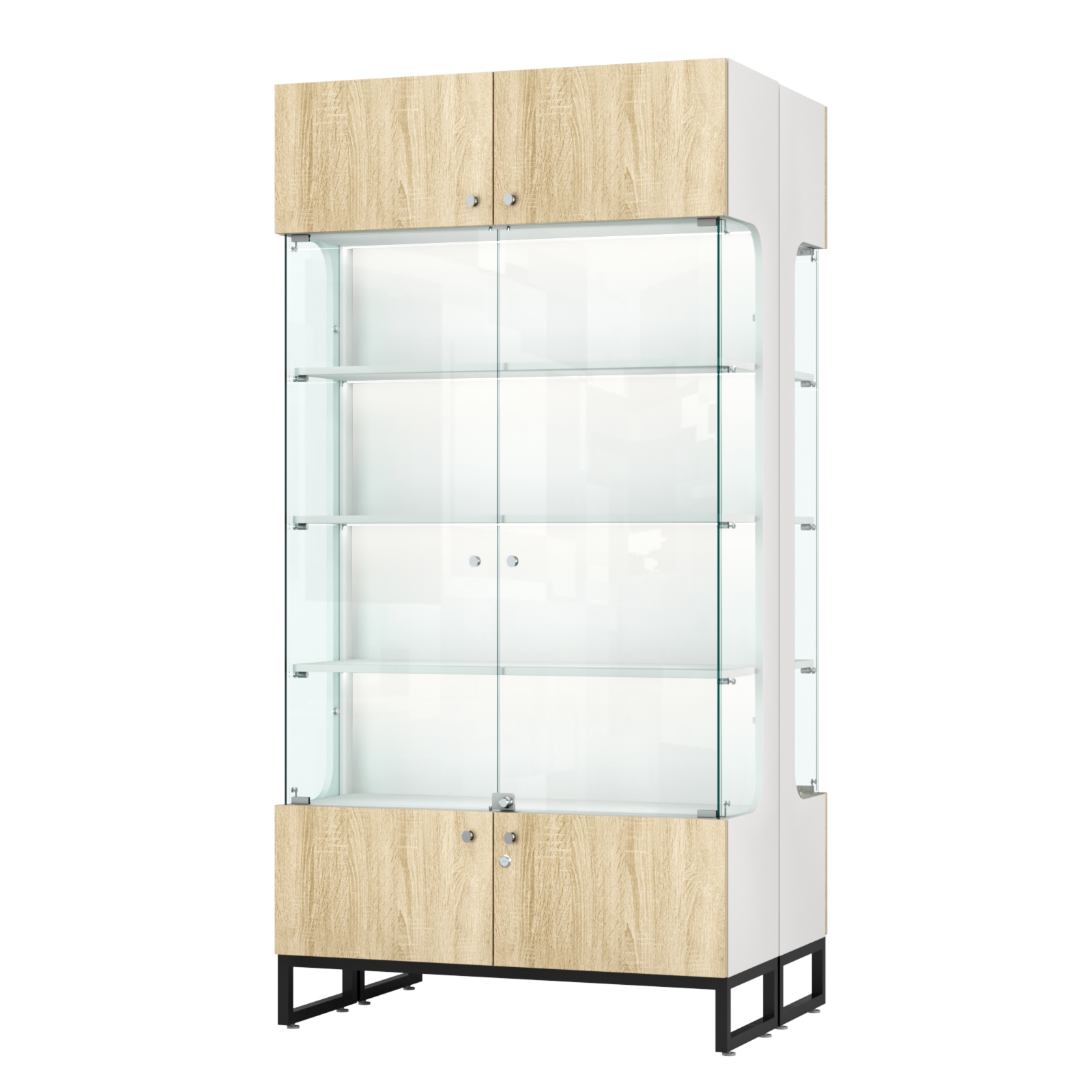 Витрина Монти №5-П двусторонняя Белый + Дуб Сонома