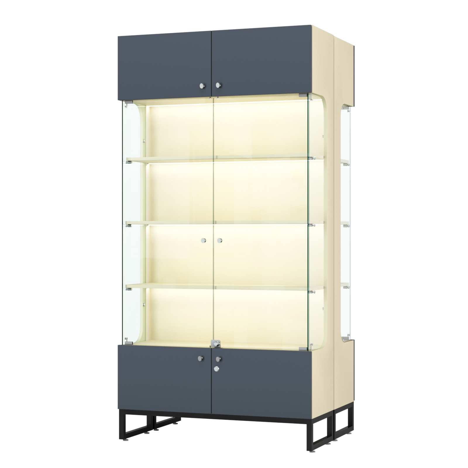 Витрина Монти №5-П двусторонняя Крем Вайс и Темно Серый U2236-U2601