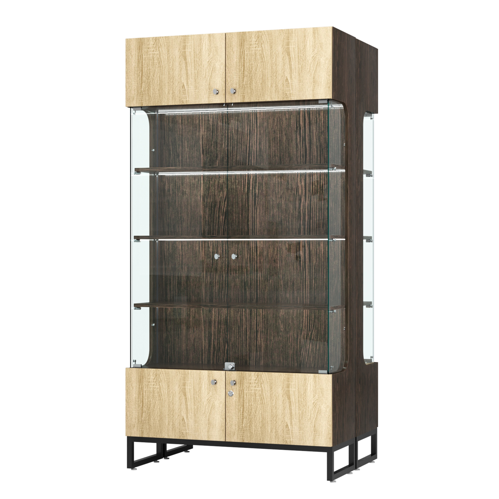 Витрина Монти №5-П двусторонняя Дуб Венге + Дуб Сонома