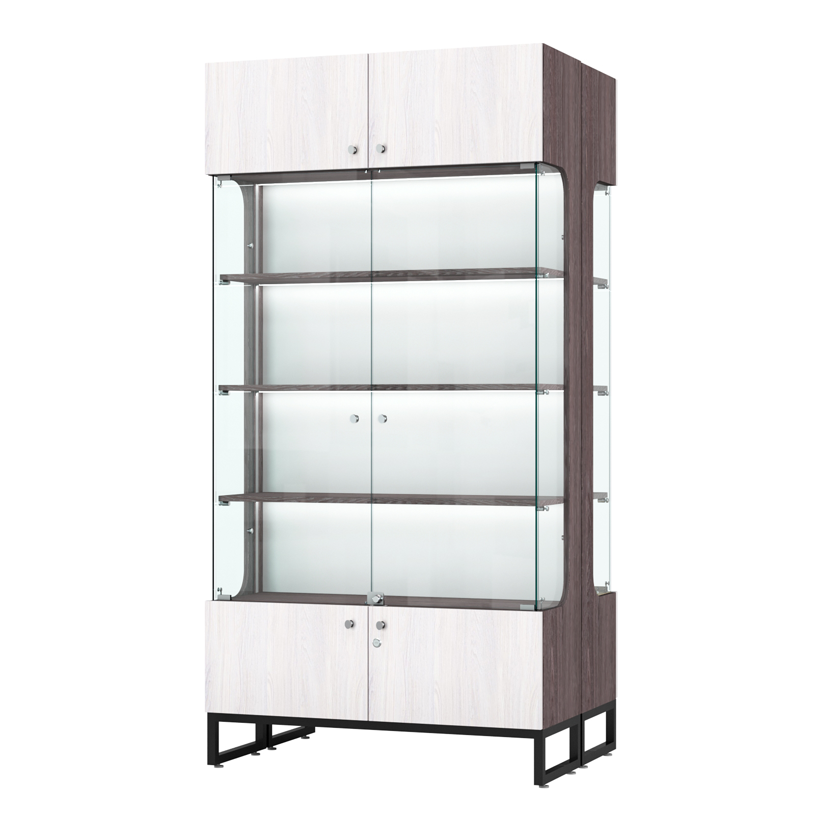 Витрина Монти №5-П двусторонняя Ясень Анкор темный + Ясень Анкор светлый