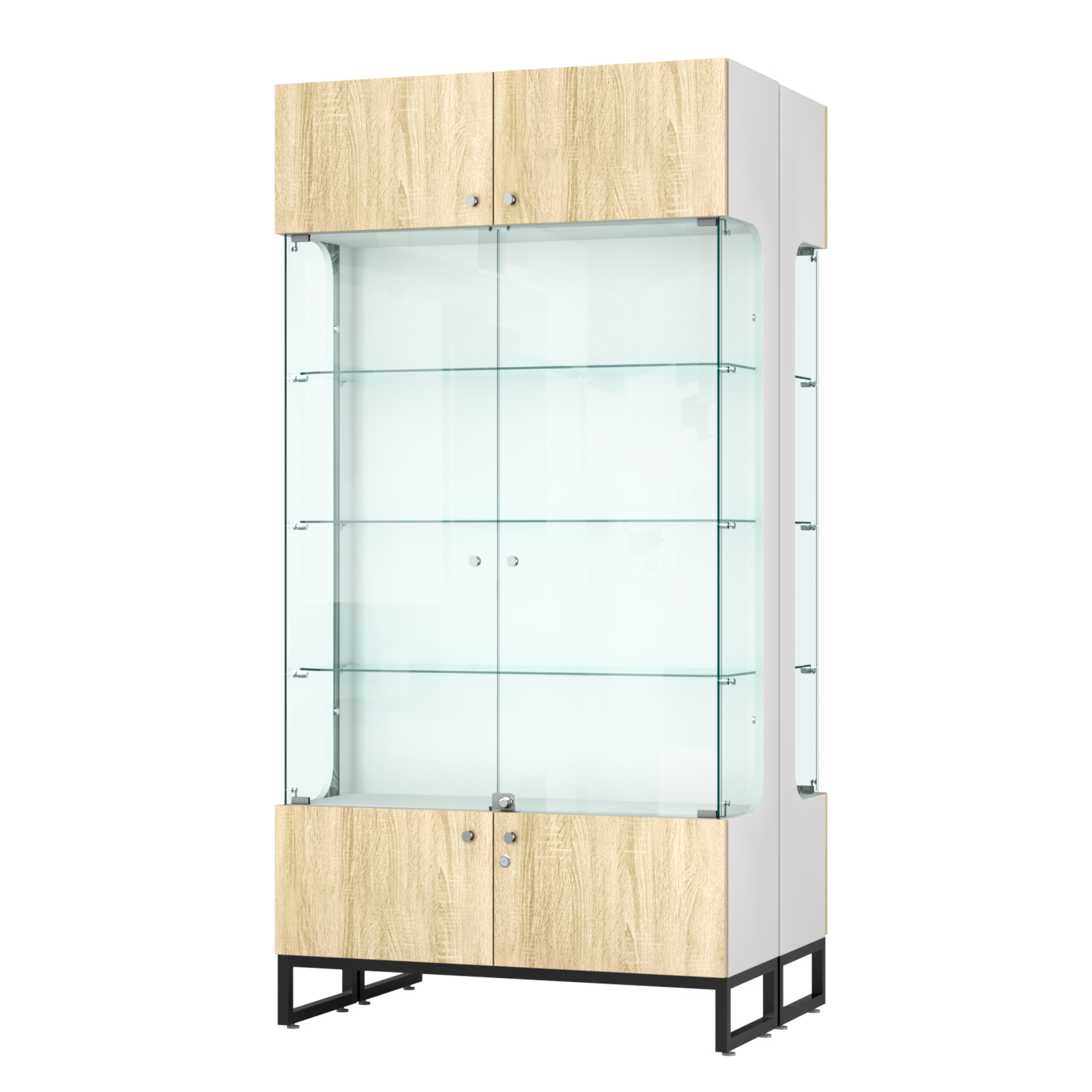 Витрина Монти №5-С двусторонняя Белый + Дуб Сонома