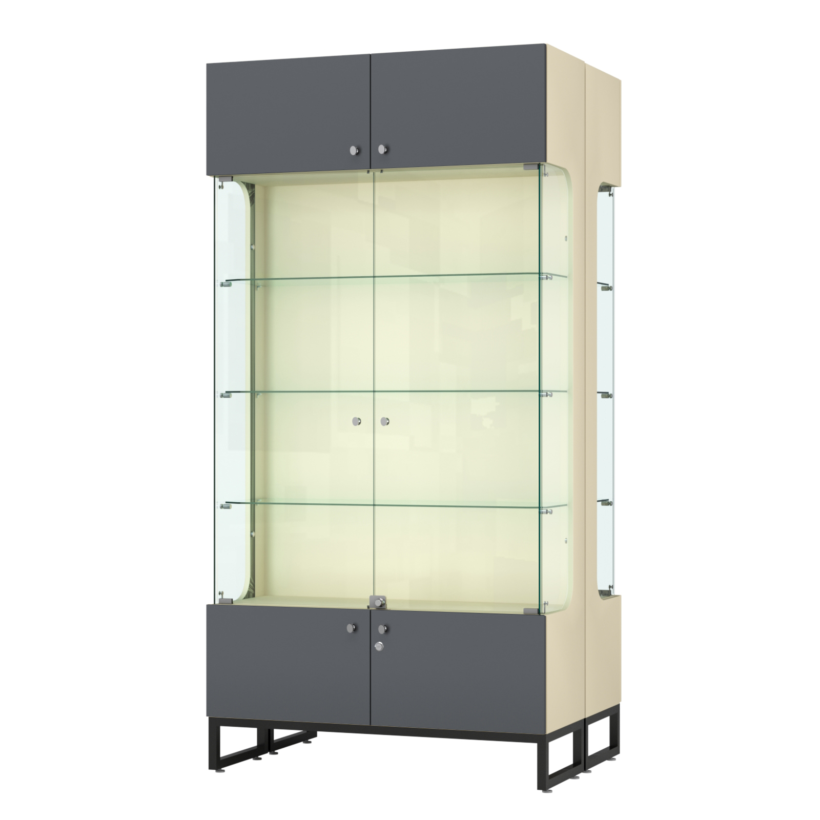 Витрина Монти №5-С двусторонняя Крем Вайс и Темно Серый U2236-U2601