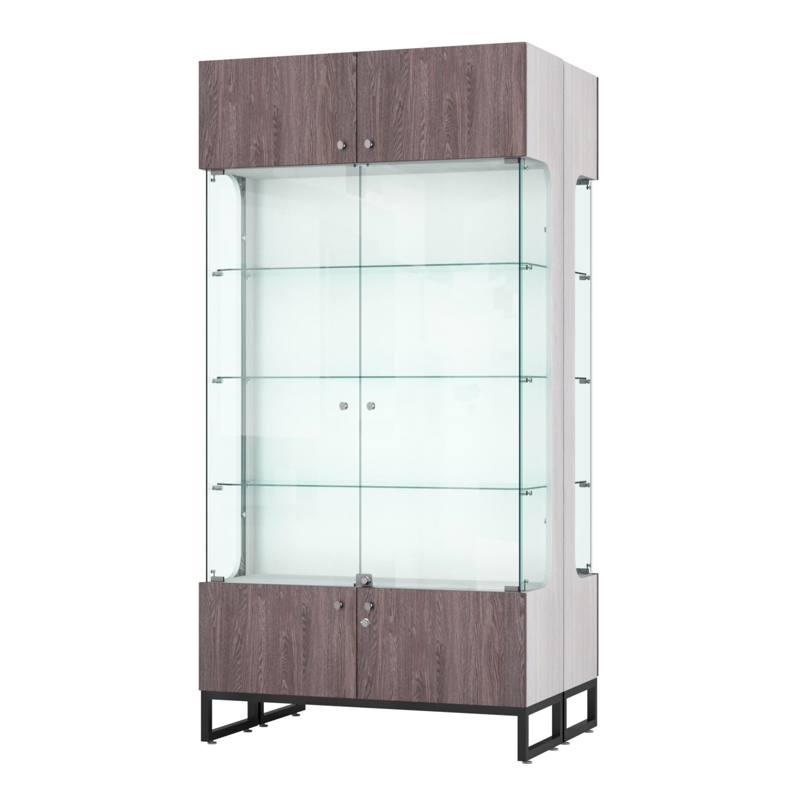 Витрина Монти №5-С двусторонняя Ясень Анкор светлый + Ясень Анкор темный