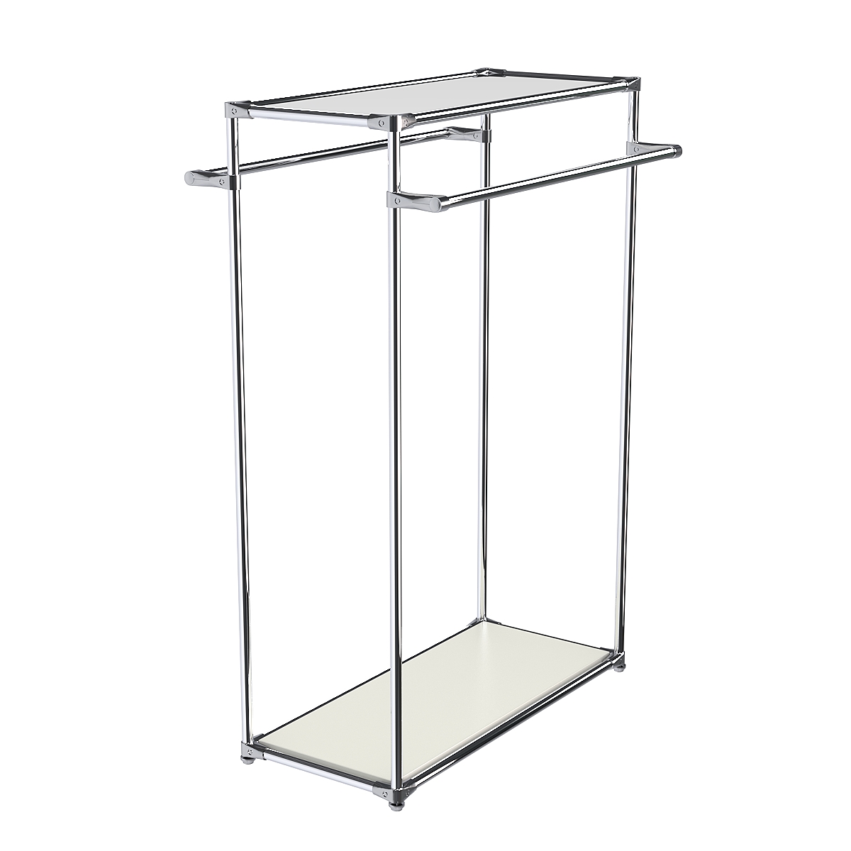 Хромированный стенд-вешало TD-38 №1-4 с полкой Зеркало 4мм Белый