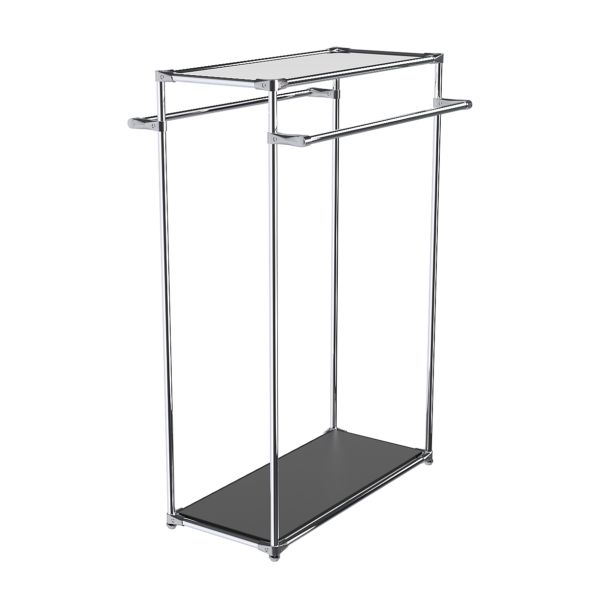 Хромированный стенд-вешало TD-38 №1-4 с полкой Зеркало 4мм Черный