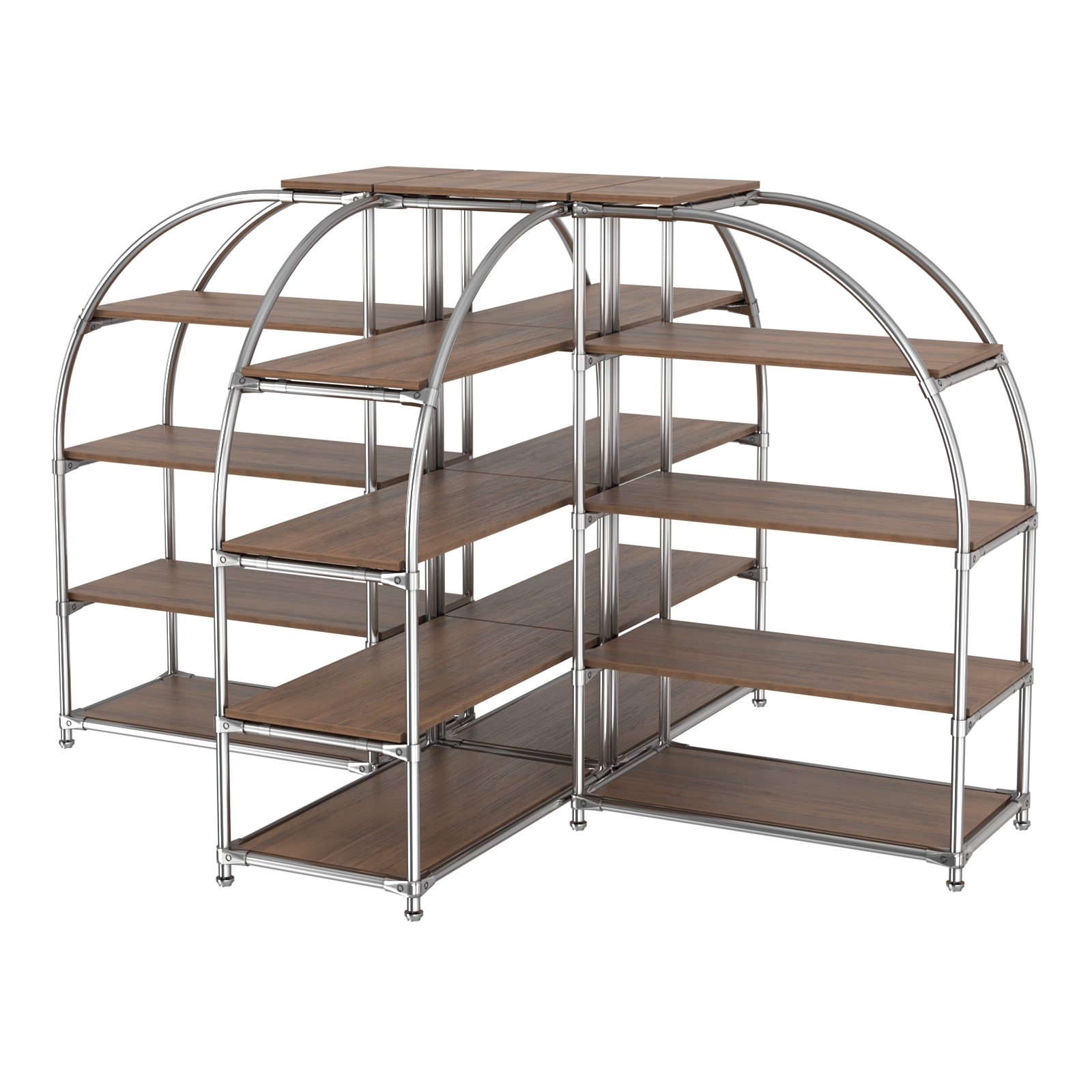 Комбинация стендов TD-06 №3-4 (с полками ДСП 16мм) Орех