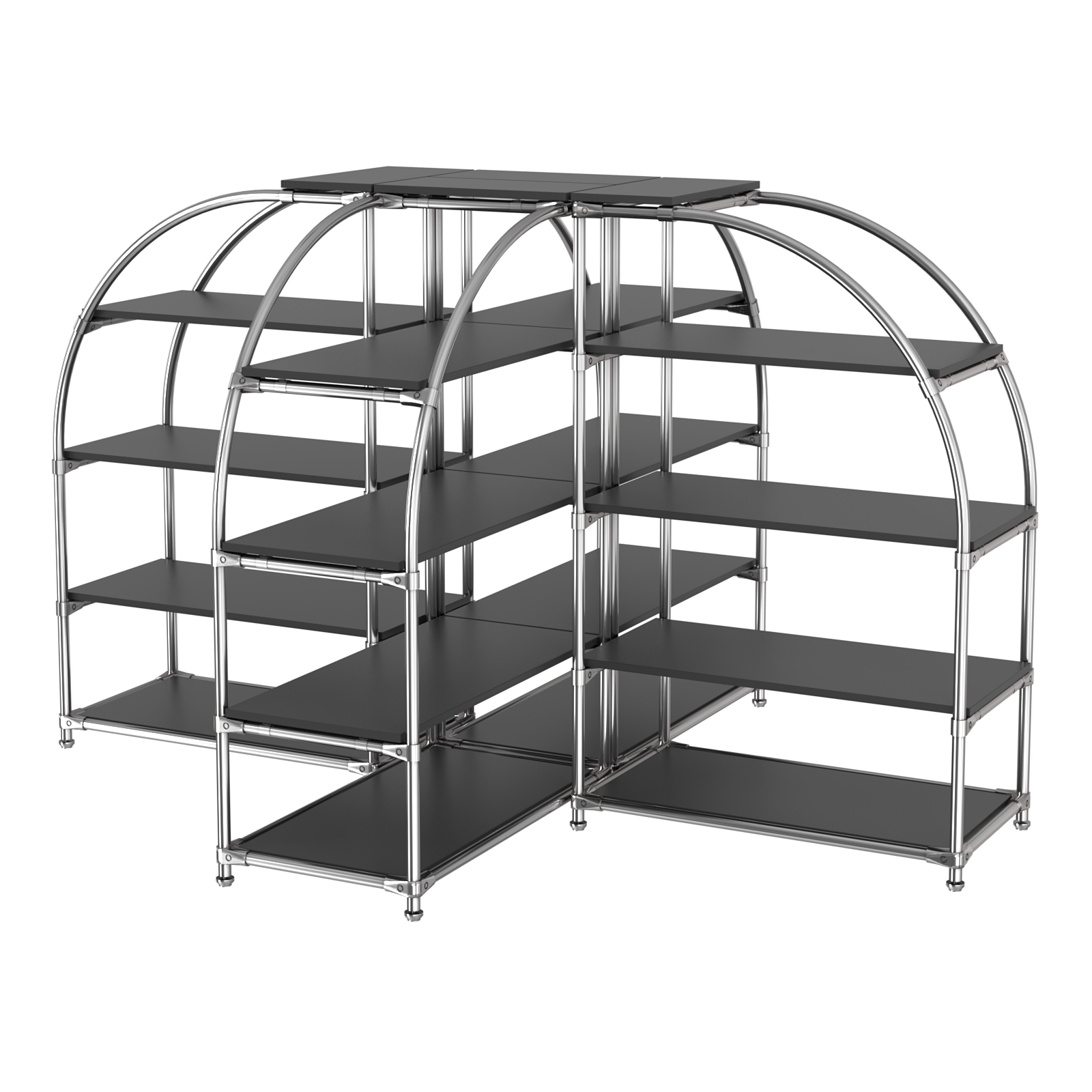 Комбинация стендов TD-06 №3-4 (с полками ДСП 16мм) Черный