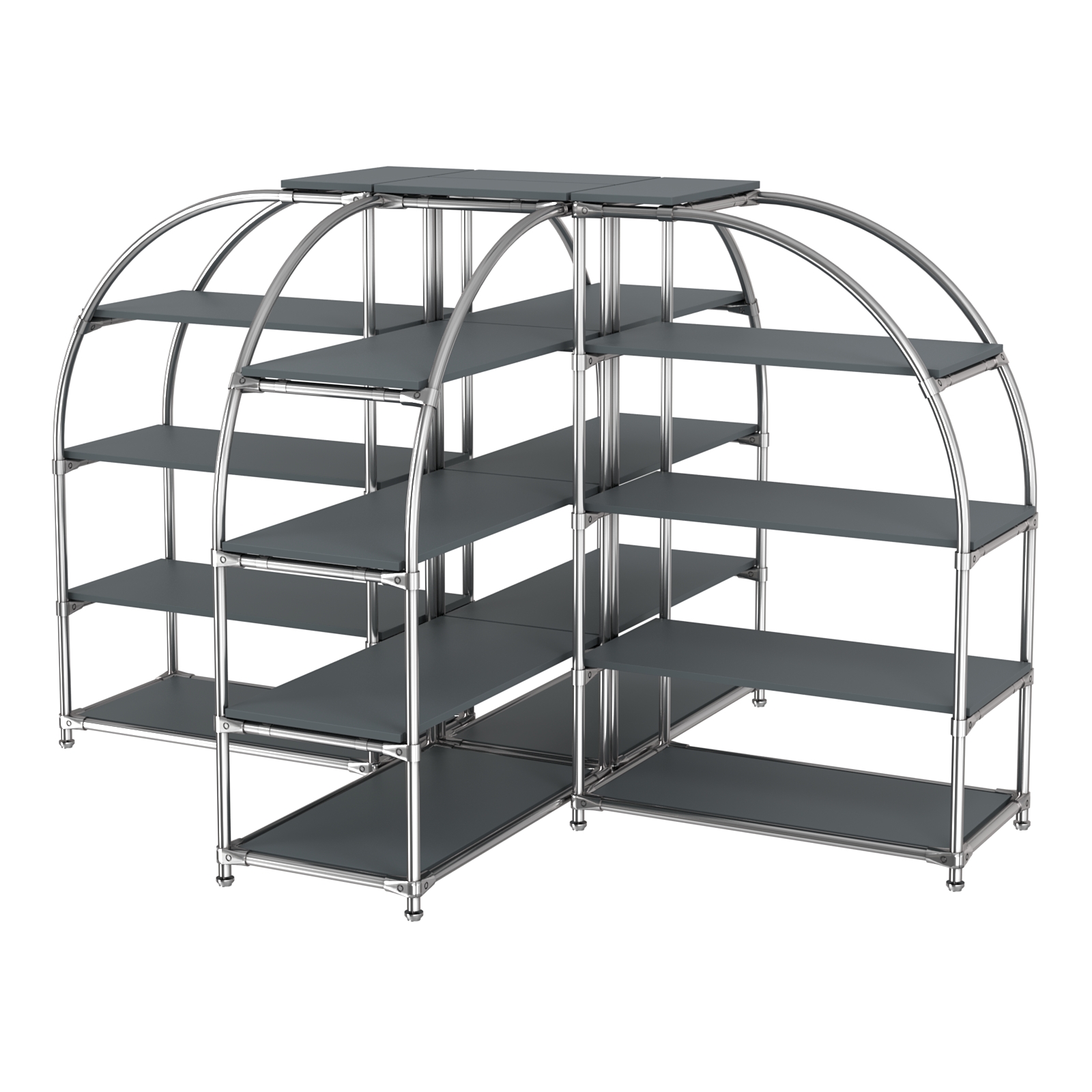 Комбинация стендов TD-06 №3-4 (с полками ДСП 16мм) Темно-Серый