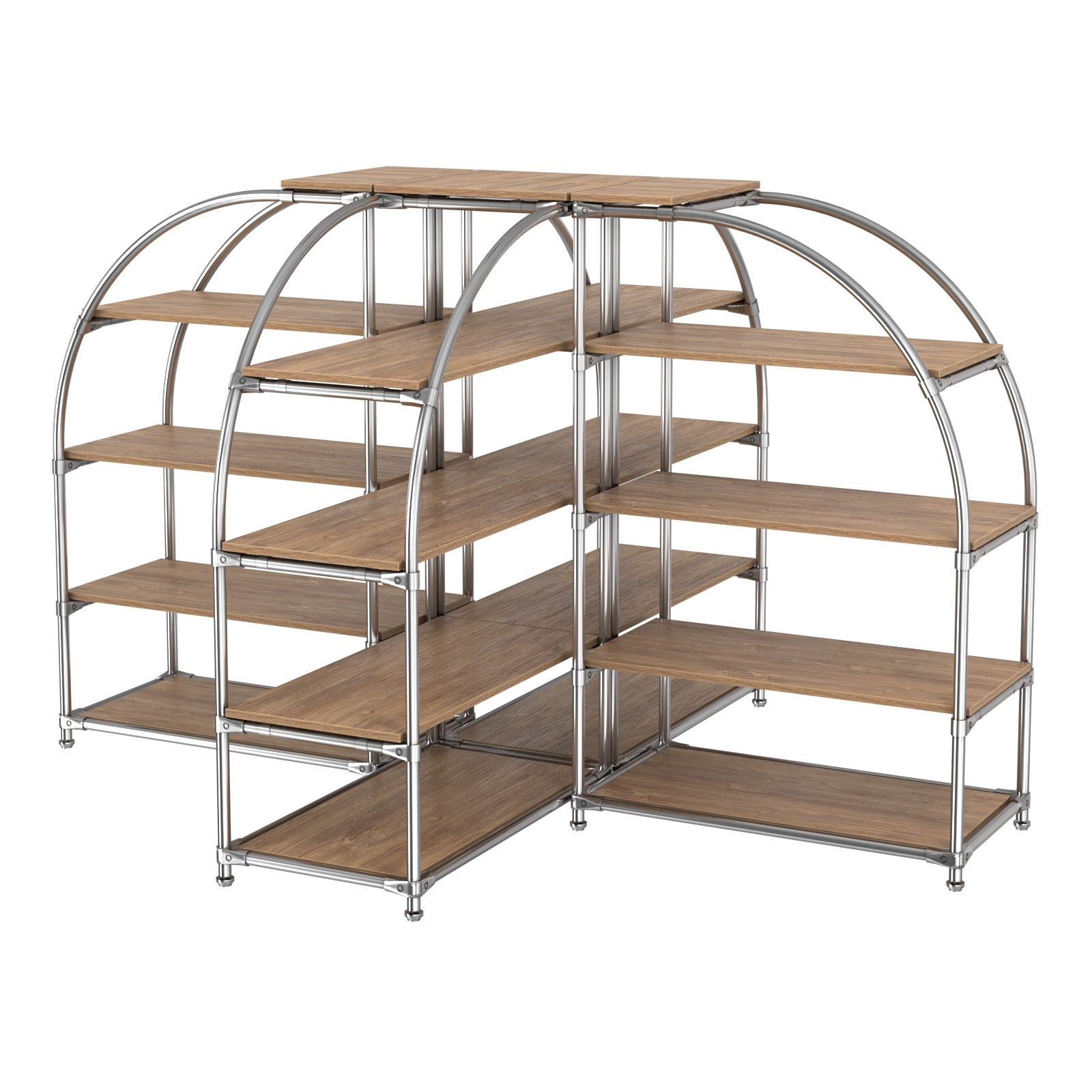 Комбинация стендов TD-06 №3-4 (с полками ДСП 16мм) Дуб Канзас коричневый