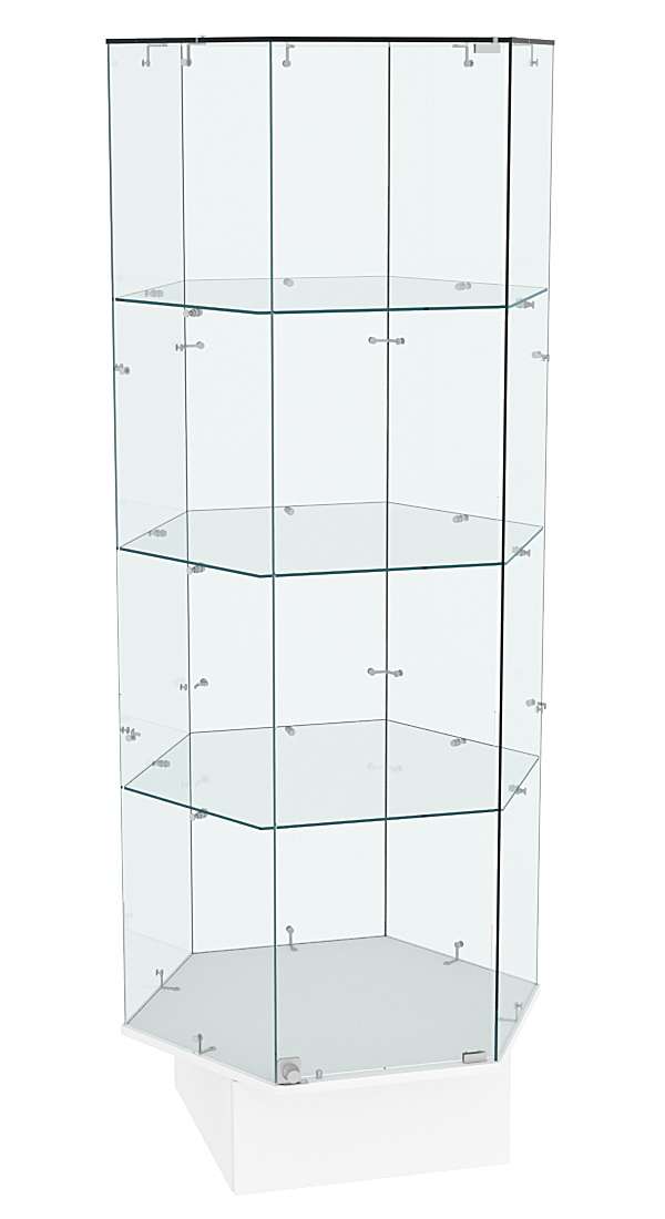 Витрина стеклянная шесть сторон Истра №43  (прозрачная) Белый