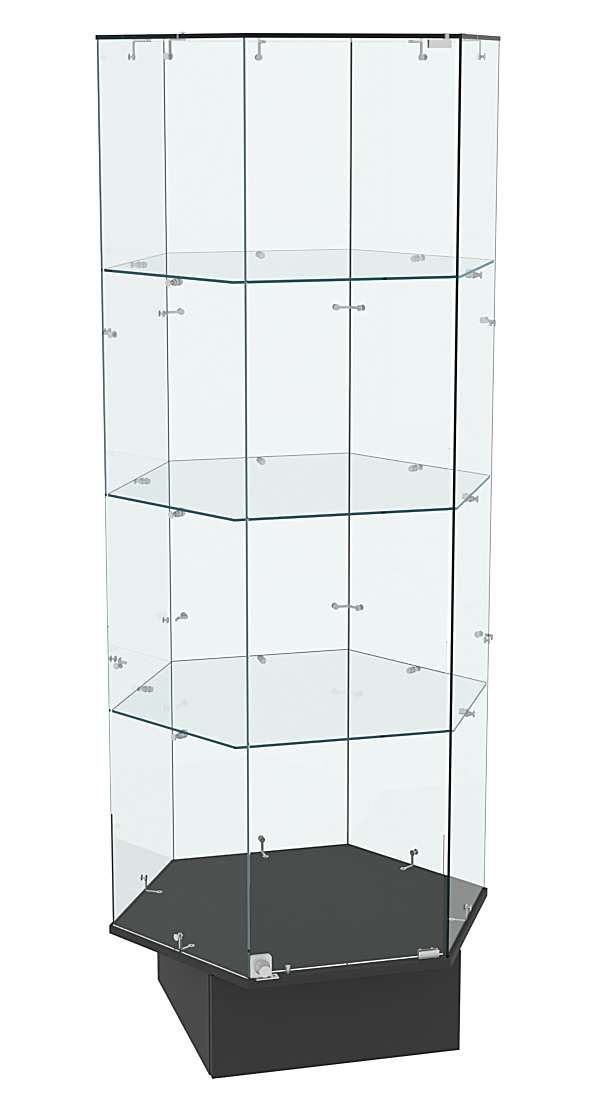 Витрина стеклянная шесть сторон Истра №43  (прозрачная) Черный