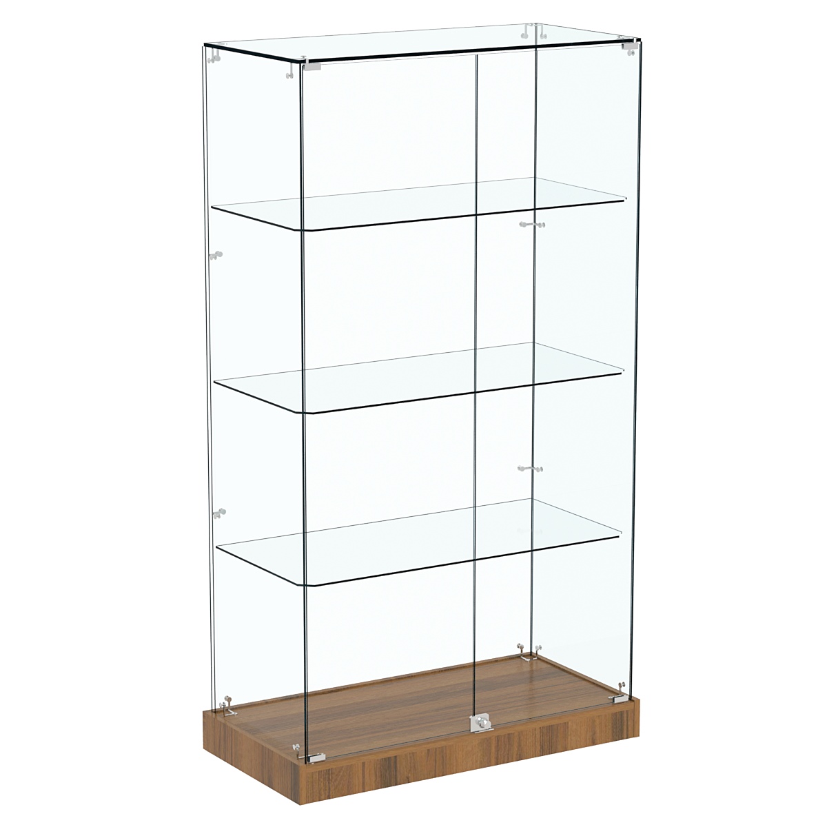 Стеклянная вертикальная витрина Хит продаж №5 (закрытая, задняя стенка - стекло) Орех