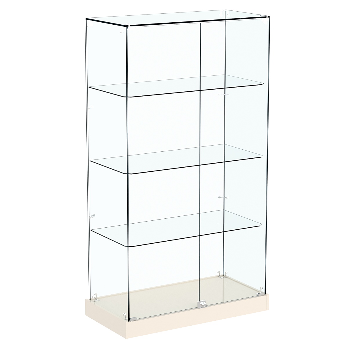 Стеклянная вертикальная витрина Хит продаж №5 (закрытая, задняя стенка - стекло) Крем Вайс