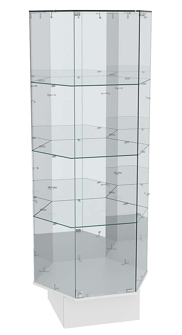 Витрина шестигранная Истра №44 (три задние стенки зеркальные) Серый