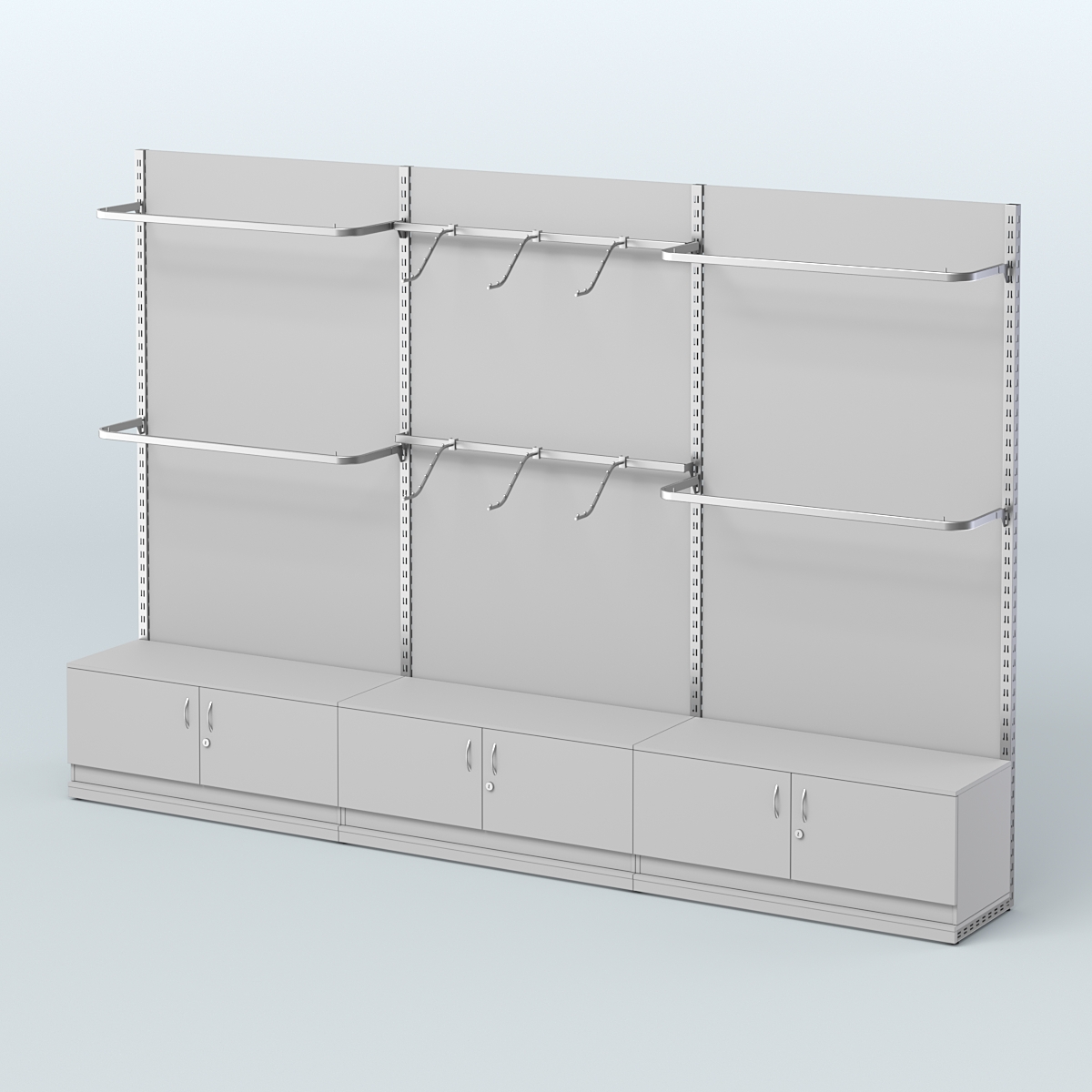 Система ЭЛЕГАНТ №1 пристенная с ДСП и тумбами Т21 (3600 мм) Серый