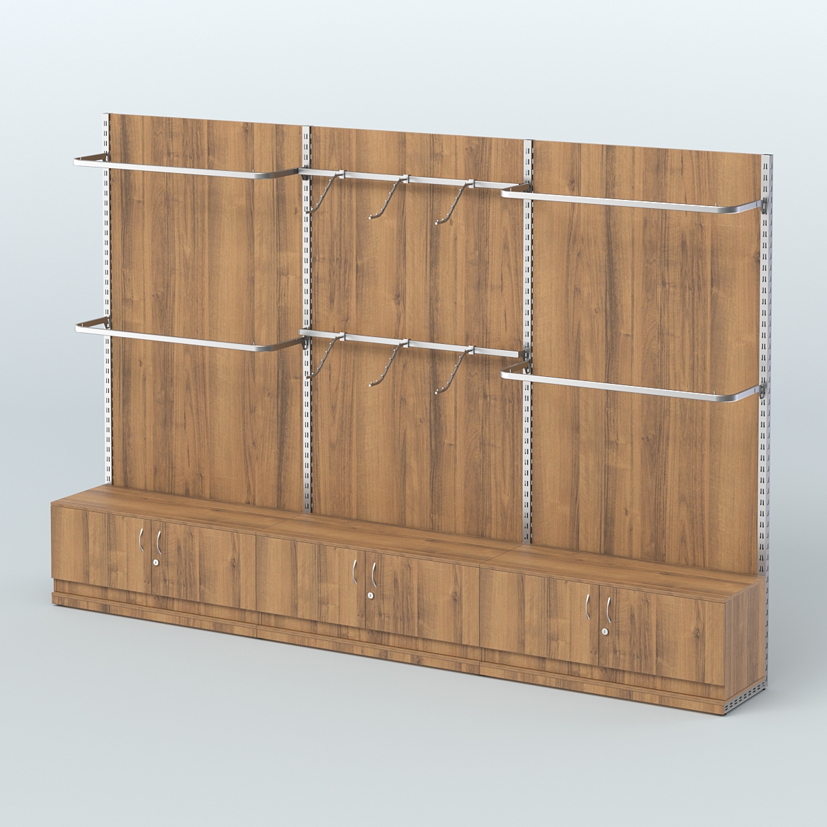 Система ЭЛЕГАНТ №1 пристенная с ДСП и тумбами Т21 (3600 мм) Орех