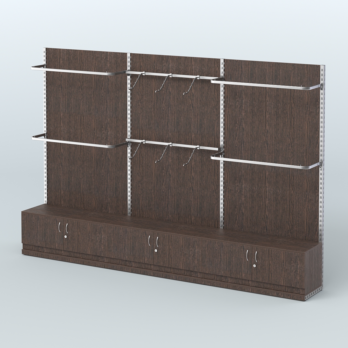 Система ЭЛЕГАНТ №1 пристенная с ДСП и тумбами Т21 (3600 мм) Дуб Венге