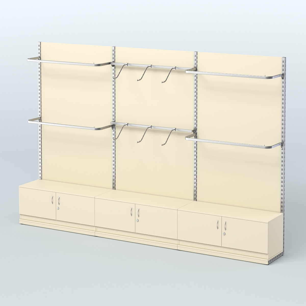 Система ЭЛЕГАНТ №1 пристенная с ДСП и тумбами Т21 (3600 мм) Крем Вайс