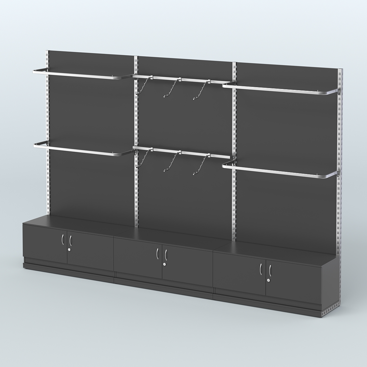 Система ЭЛЕГАНТ №1 пристенная с ДСП и тумбами Т21 (3600 мм) Черный