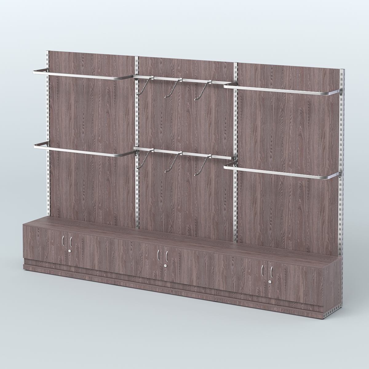 Система ЭЛЕГАНТ №1 пристенная с ДСП и тумбами Т21 (3600 мм) Ясень Анкор темный