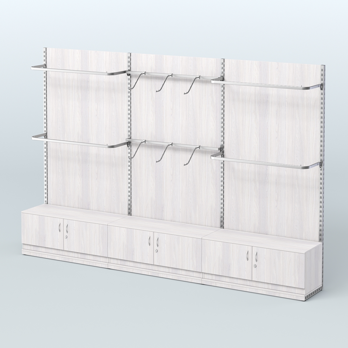 Система ЭЛЕГАНТ №1 пристенная с ДСП и тумбами Т21 (3600 мм) Ясень Анкор светлый