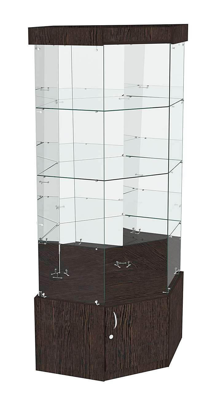 Витрина "Истра" угловая №119, шестигранная (З.С-зеркало), без дверей Дуб Венге