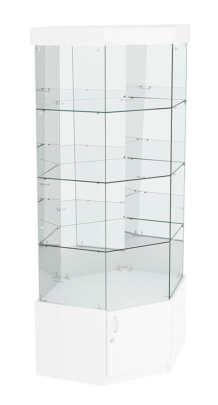 Витрина "Истра" угловая №119, шестигранная (З.С-зеркало), без дверей Белый