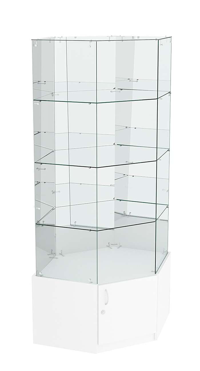 Витрина "Истра" угловая №220, шестигранная (З.С-зеркало), без дверей Белый