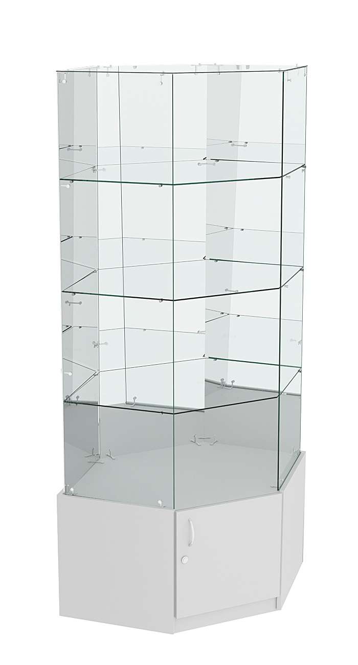 Витрина "Истра" угловая №220, шестигранная (З.С-зеркало), без дверей Серый