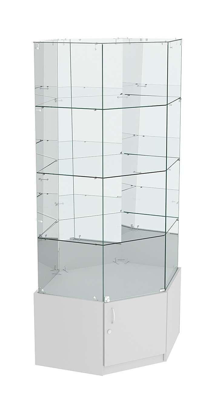 Витрина "Истра" угловая №222, шестигранная (З/С - зеркало) Серый