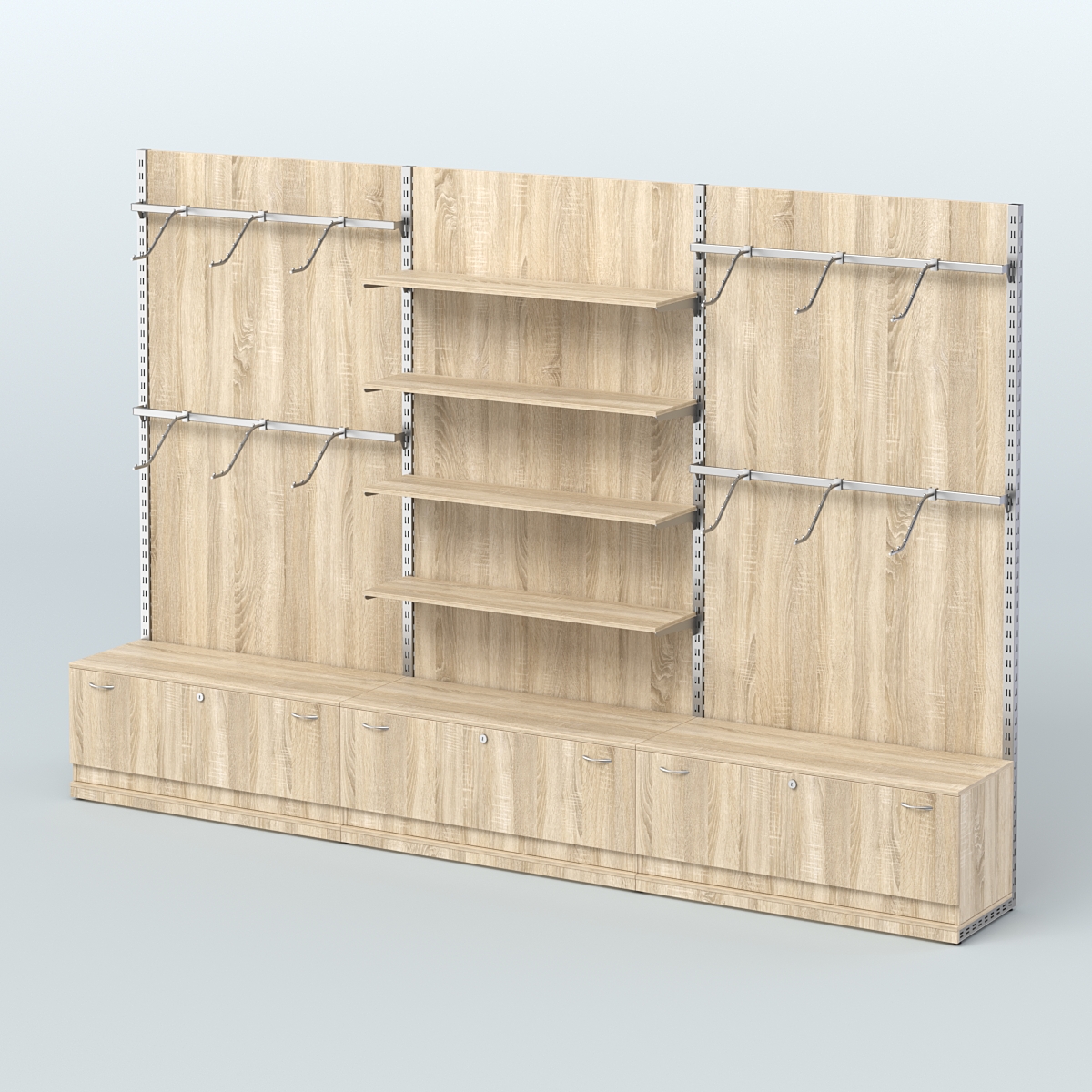Система ЭЛЕГАНТ №2 пристенная с ДСП и тумбами Т11 (3600 мм) Дуб сонома