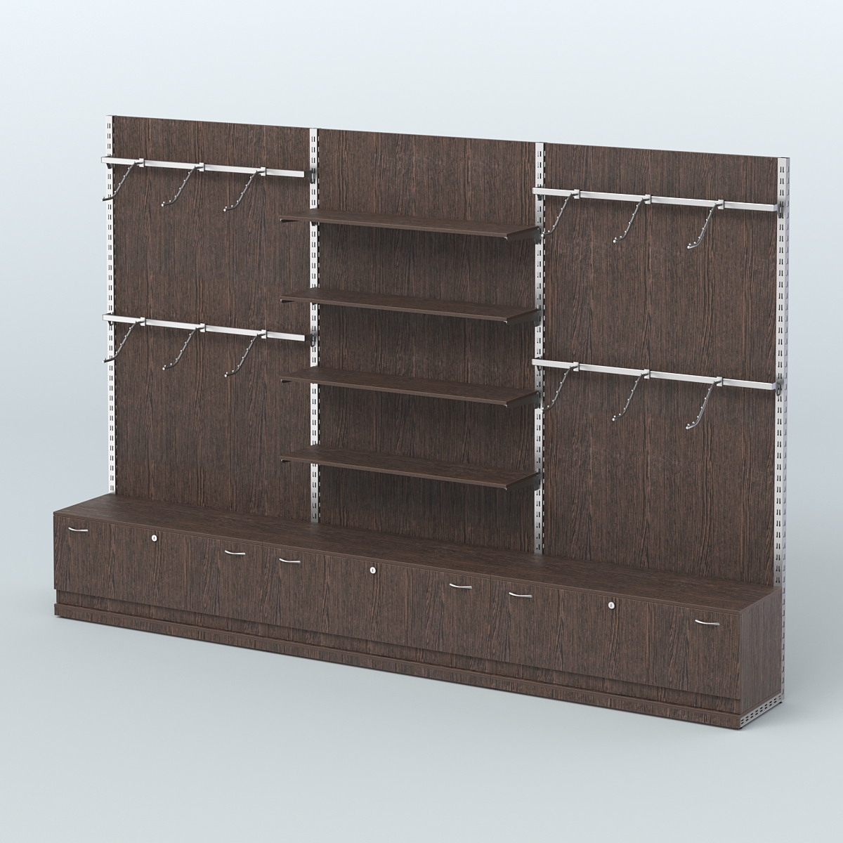 Система ЭЛЕГАНТ №2 пристенная с ДСП и тумбами Т11 (3600 мм) Дуб Венге