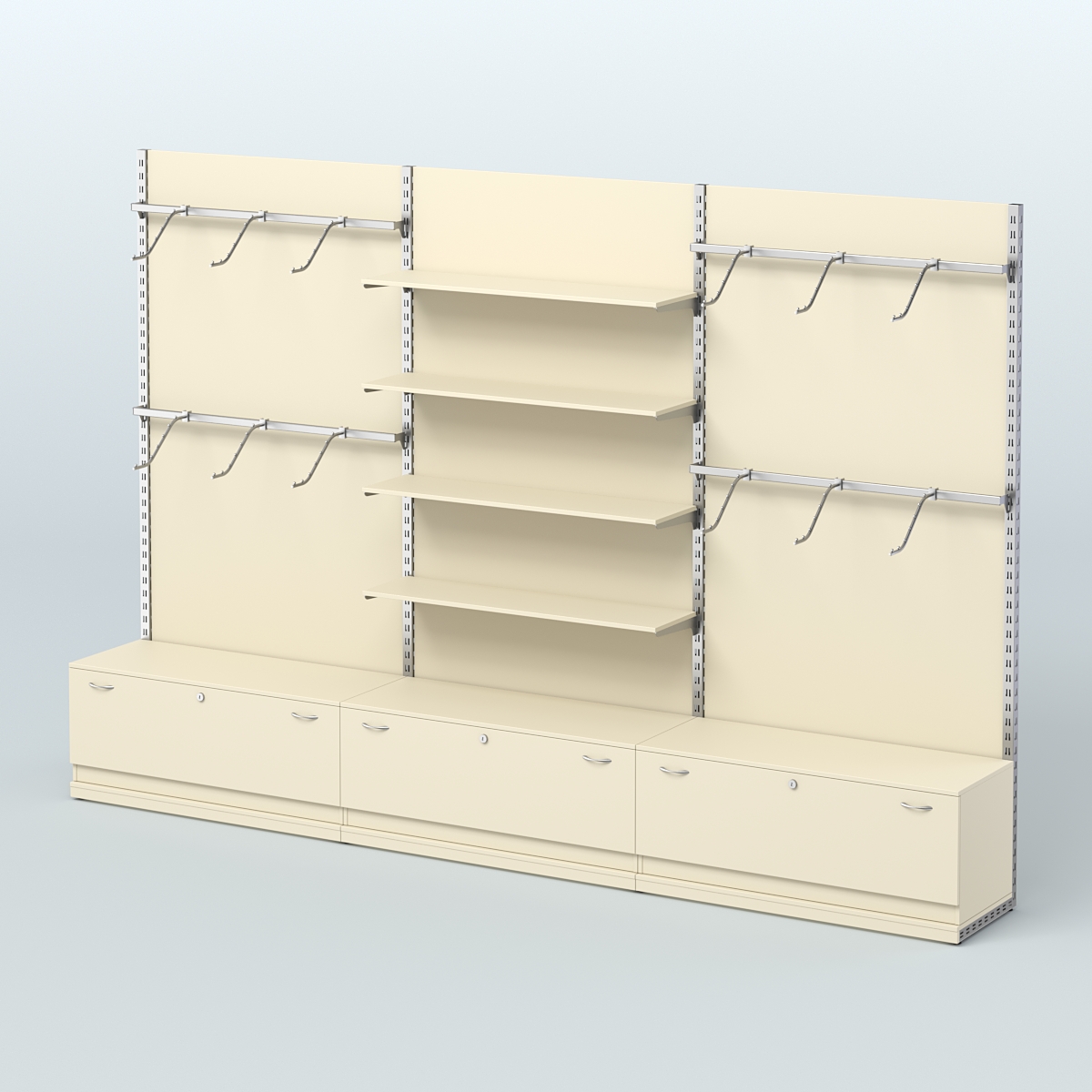 Система ЭЛЕГАНТ №2 пристенная с ДСП и тумбами Т11 (3600 мм) Крем Вайс