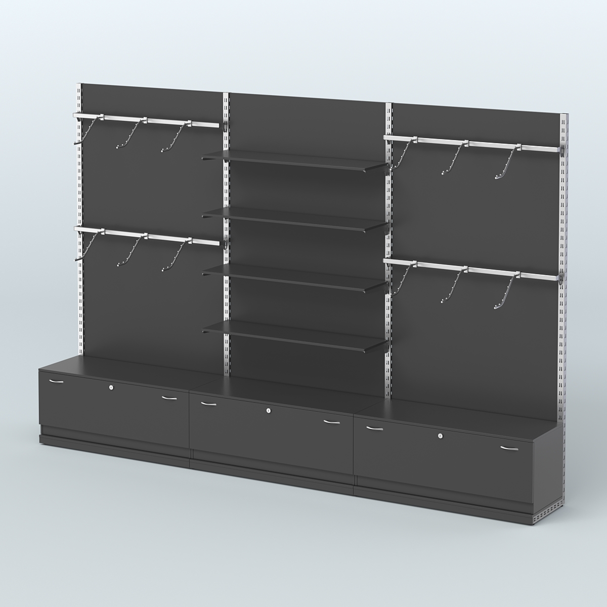 Система ЭЛЕГАНТ №2 пристенная с ДСП и тумбами Т11 (3600 мм) Черный
