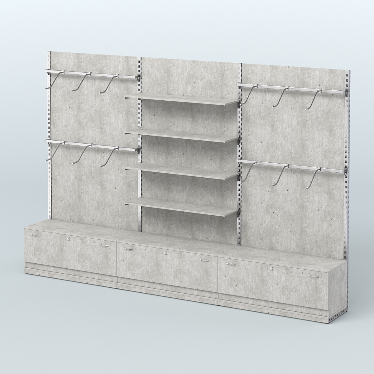 Система ЭЛЕГАНТ №2 пристенная с ДСП и тумбами Т11 (3600 мм) Метрополитан Грей