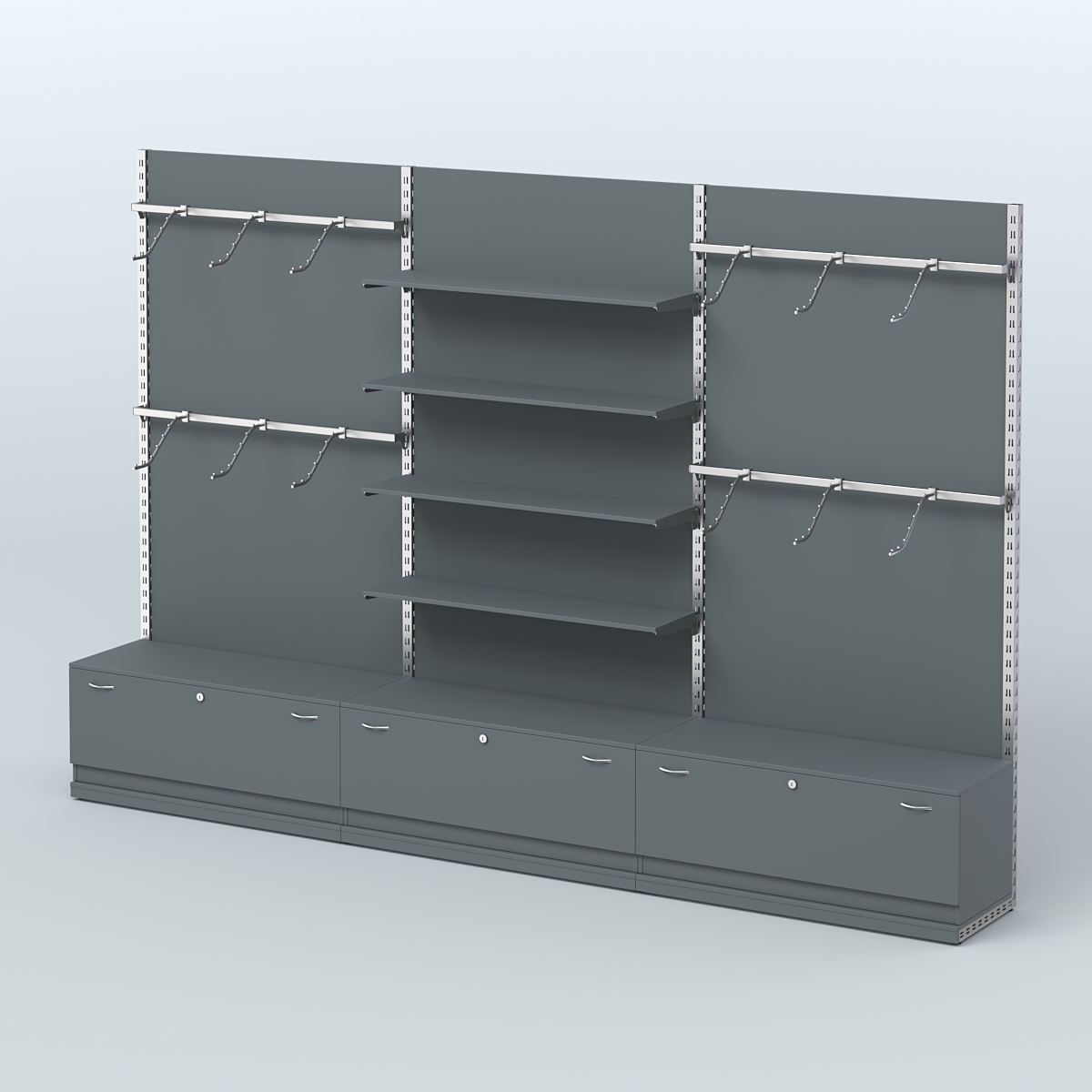 Система ЭЛЕГАНТ №2 пристенная с ДСП и тумбами Т11 (3600 мм) Темно-Серый