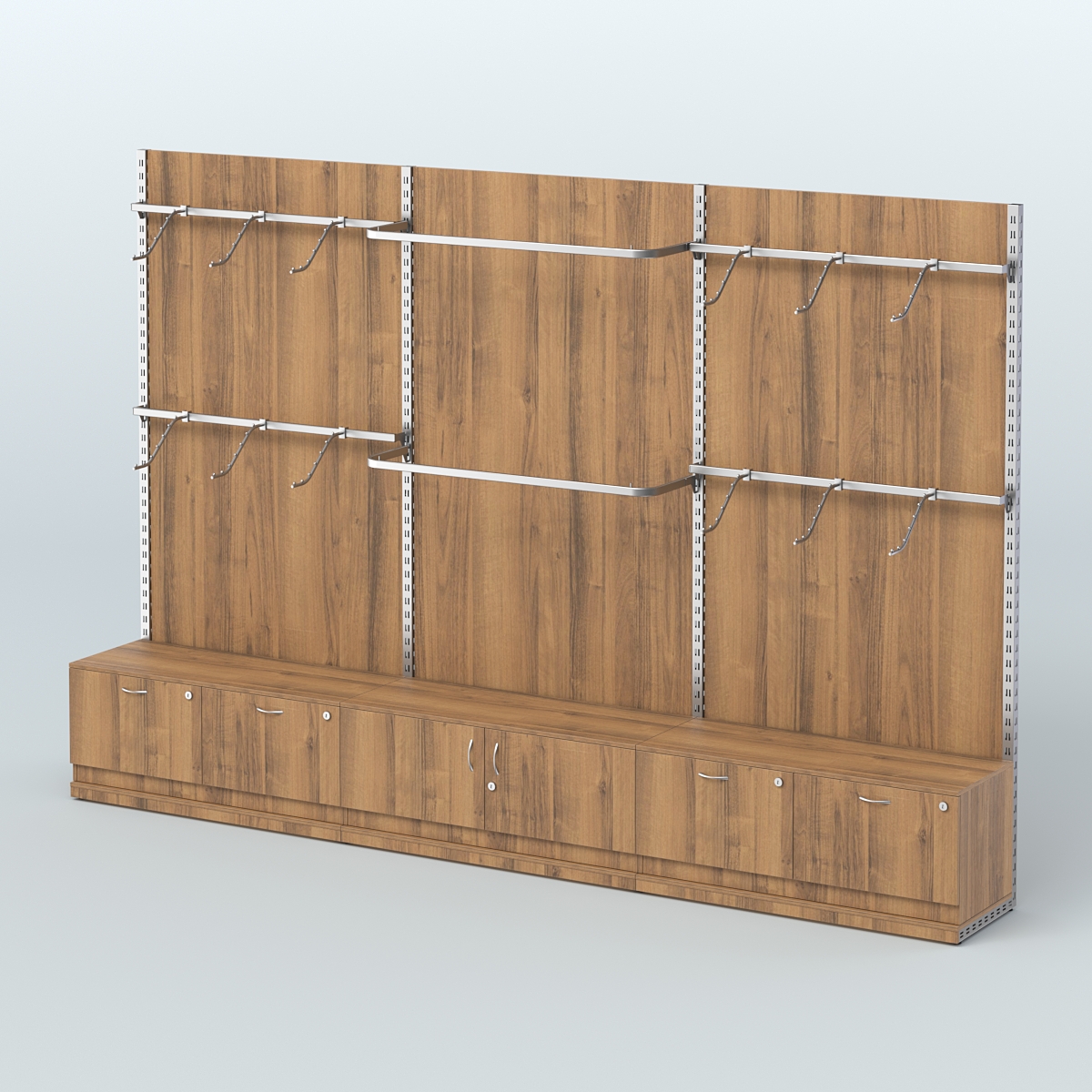 Система ЭЛЕГАНТ №3 пристенная с ДСП и тумбами Т15 и Т21(3600 мм) Орех