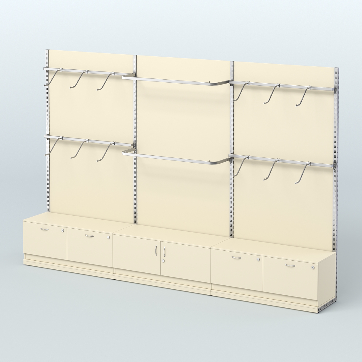 Система ЭЛЕГАНТ №3 пристенная с ДСП и тумбами Т15 и Т21(3600 мм) Крем Вайс