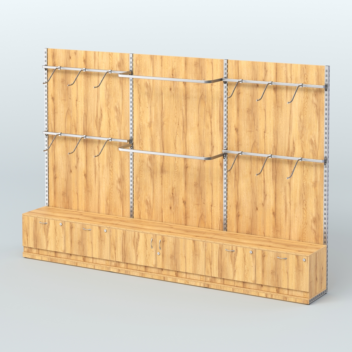 Система ЭЛЕГАНТ №3 пристенная с ДСП и тумбами Т15 и Т21(3600 мм) Дуб Золотистый